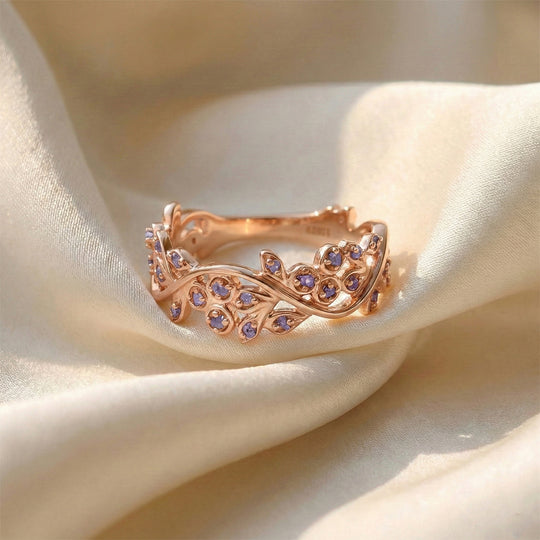 D'Joy Natürlicher Rosa Diamant Ring 925 Silber 750 Roségold vermeil (Größe 20.50) ca. 0.20 ct