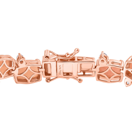 D'Joy AA Rosa Opal, Weißer Zirkon Armband ca. 20 cm 925 Silber 750 Roségold Vermeil ca. 26.72 ct