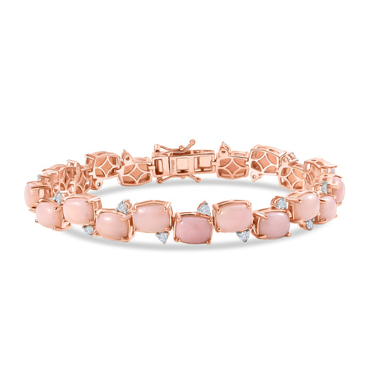 D'Joy AA Rosa Opal, Weißer Zirkon Armband ca. 20 cm 925 Silber 750 Roségold Vermeil ca. 26.72 ct