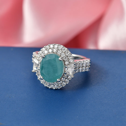 D'Joy AA Grandidierit, Moissanit Ring 925 Silber Rhodiniert (Größe 18.00) (10-16 Werktage Lieferzeit) ca. 4,30 ct