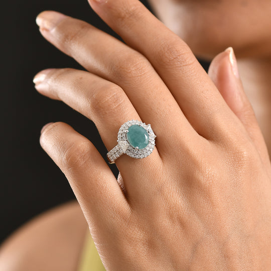 D'Joy AA Grandidierit, Moissanit Ring 925 Silber Rhodiniert (Größe 18.00) (10-16 Werktage Lieferzeit) ca. 4,30 ct