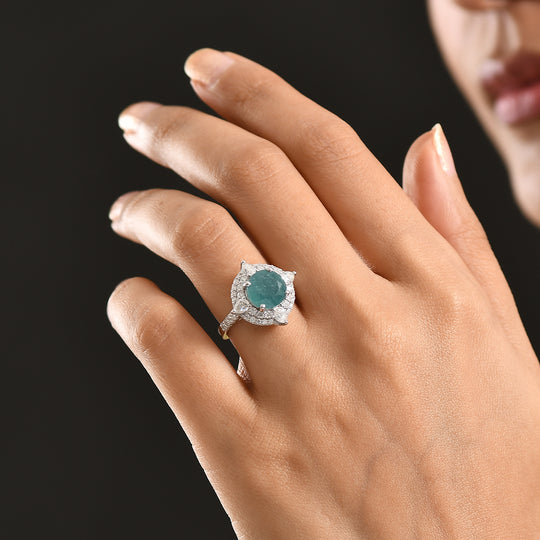 D'Joy AA Grandidierit, Moissanit Ring 925 Silber Rhodiniert (Größe 16.50) (10-16 Werktage Lieferzeit) ca. 4,42 ct