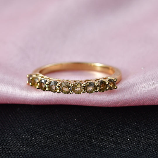 D'Joy AA Natürlicher goldener Tansanit Ring 925 Silber 750 Vergoldet (Größe 19.00) ca. 0.50 ct