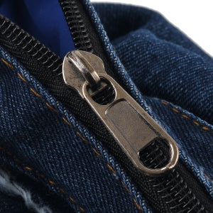 City-Crossbody-Tasche in Denim-Optik mit verstellbarem Schulterriemen, 2 Reißverschlussfächern, 24 x 20 x 8,5 cm, Hellblau
