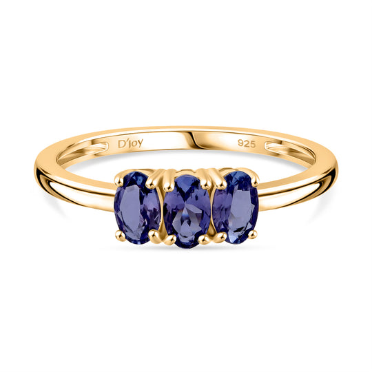 D'Joy AA Tansanit Ring 925 Silber 750 Gelb Vergoldet (Größe 21.00) ca. 0,71 ct