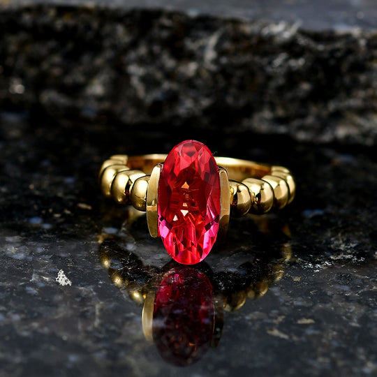 EVER TRUE Abendglut Majestät Sunset Quarz Triplette Ring Nickelfreies Messing (Größe 20.00) ca. 3.57 ct