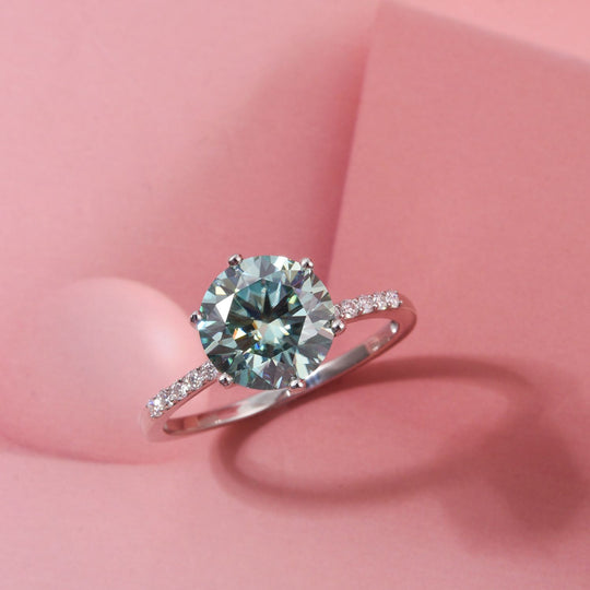 D'Joy Paraiba Moissanit, Moissanit Ring 925 Silber rhodiniert (Größe 19.00) ca. 3.75 ct