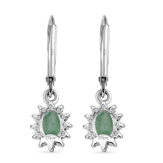 D'Joy Socoto Smaragd, Weißer Zirkon Ohrringe 925 Silber rhodiniert ca. 1.45 ct