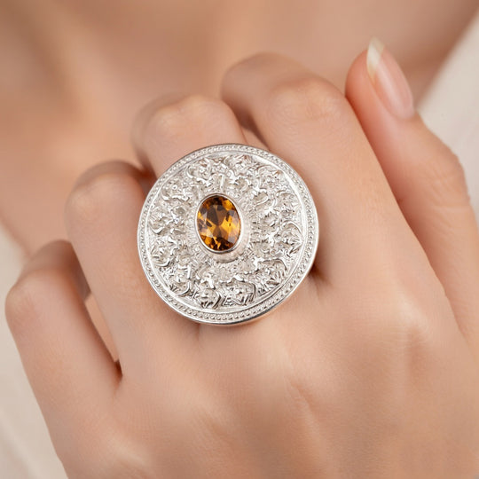 D'Joy Royal Bali Kechak-Tanz AA Hessonit Granat Ring 925 Silber (Größe 16.00) ca. 1.50 ct
