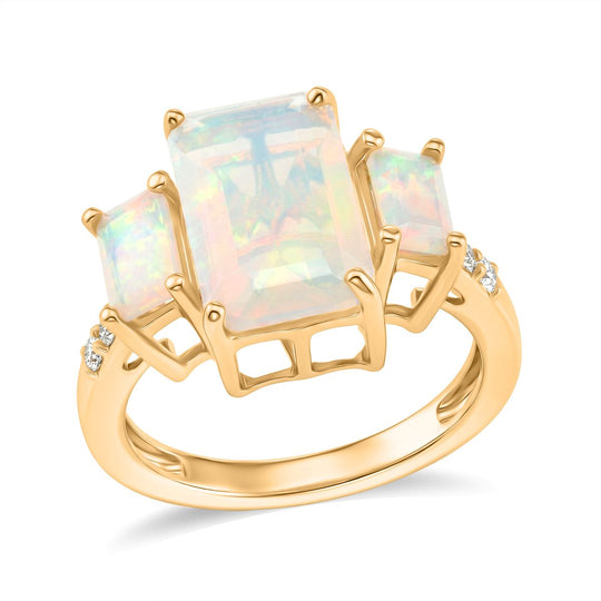 D'Joy AA Natürlicher, äthiopischer Welo Opal Ring 925 Silber 750 Gelbgold Vermeil (Größe 18.00) ca. 3,51 ct