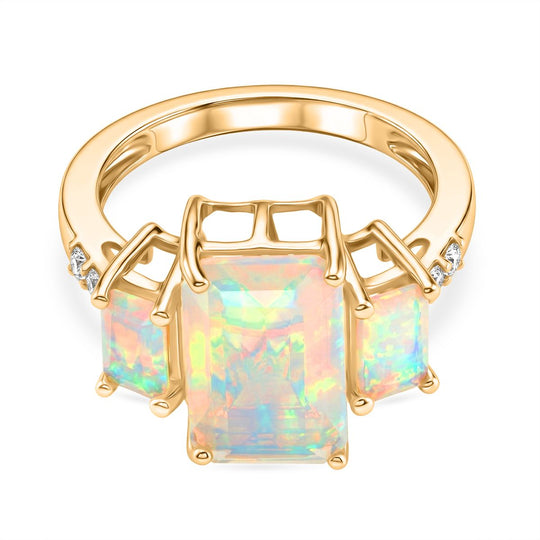 D'Joy AA Natürlicher, äthiopischer Welo Opal Ring 925 Silber 750 Gelbgold Vermeil (Größe 18.00) ca. 3,51 ct