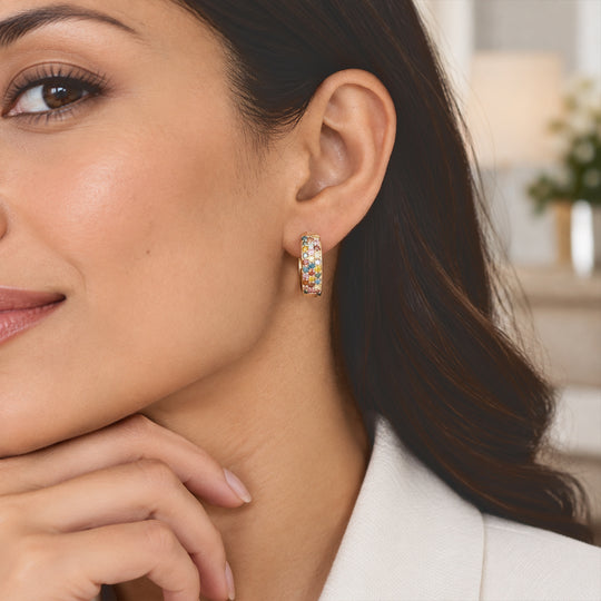 LUXURIANT 1,50 ct. SGL zertifizierte SI mehrfarbige Labor Diamant Diamant Ohrringe, 925 Silber 750 Roségold Vermeil