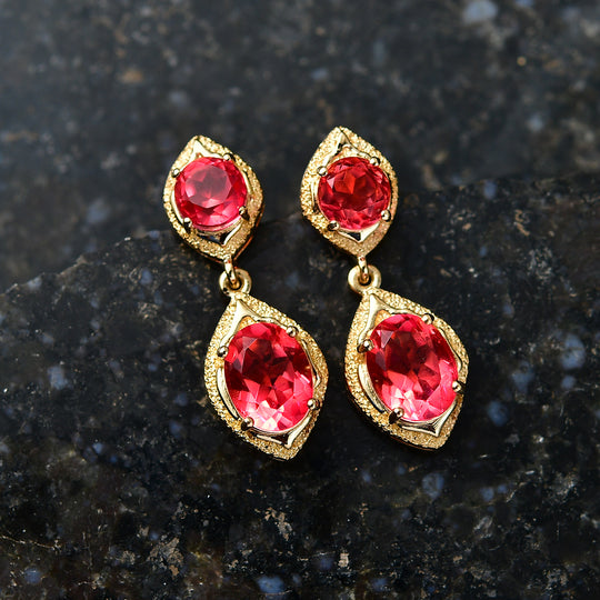 EVER TRUE Sunset Quarz Triplette Ohrringe Nickelfreies Messing ca. 6,22 ct.