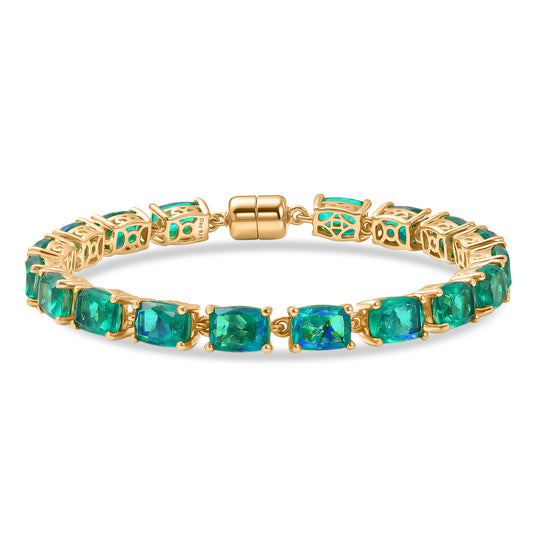 D'Joy Pfau Quarz Triplette Armband ca. 20 cm 925 Silber 750 Gelbgold Vermeil ca. 28,44 ct.