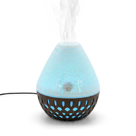 LIVMORE Vulcano Luftbefeuchter und Aromadiffusor mit 7 ätherischen Ölen, LED Farbwechsel, 200ml, Kaffee