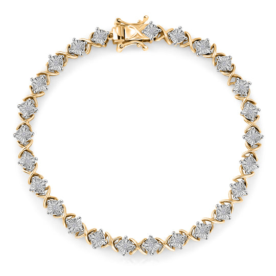 D'Joy Weißer Diamant Armband ca. 20 cm 925 Silber rhodiniert ca. 0,25 ct.