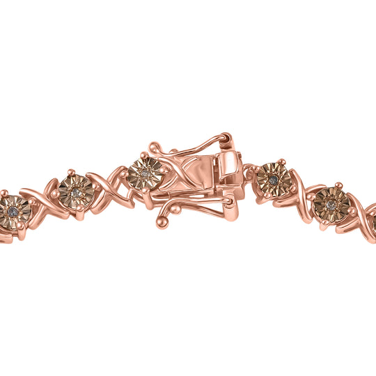 D'Joy Natürlicher Champagner Diamant Armband ca. 20 cm 925 Silber 750 Roségold Vermeil ca. 0,20 ct.