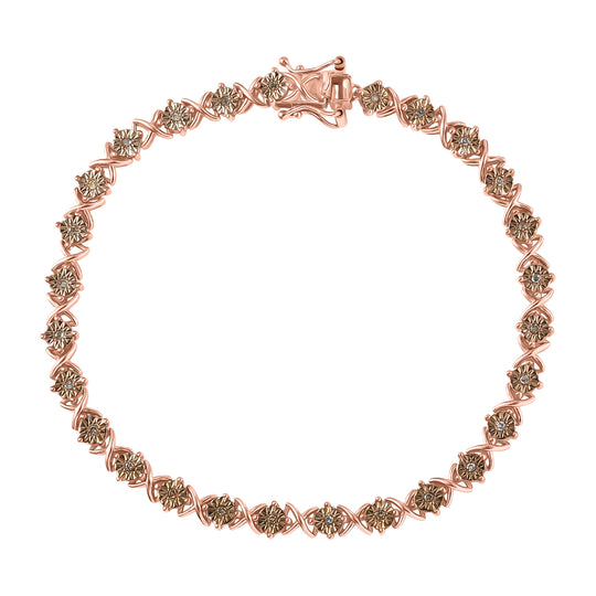 D'Joy Natürlicher Champagner Diamant Armband ca. 20 cm 925 Silber 750 Roségold Vermeil ca. 0,20 ct.
