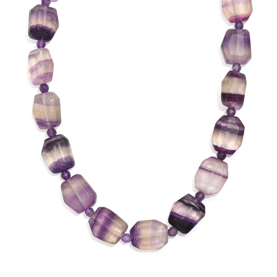 EVER TRUE Mehrfarbiger Fluorit, Afrikanischer Amethyst Halskette ca. 45 cm Nickelfreies Messing 750 Vergoldet ca. 315.00 ct