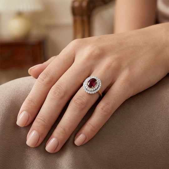 LUXURIANT 2,40 ct. AAA Rubellit und Labor Diamant Ring in 417 Gold (9-15 Werktage Lieferzeit)