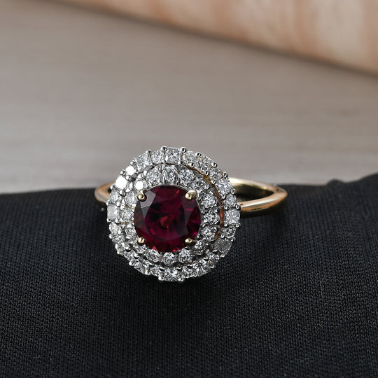 LUXURIANT 2,24 ct. AAA Rubellit und Labor Diamant Ring in 417 Gold (9-15 Werktage Lieferzeit)