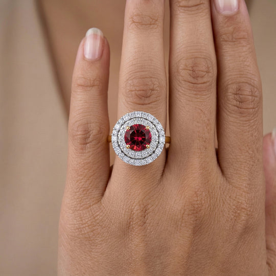 LUXURIANT 2,24 ct. AAA Rubellit und Labor Diamant Ring in 417 Gold (9-15 Werktage Lieferzeit)