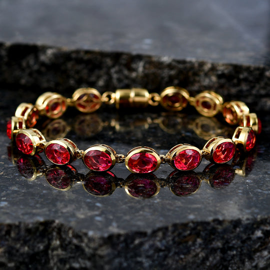 D'Joy Sunset Quarz Triplette Armband ca. 20 cm 925 Silber 750 Gelbgold Vermeil ca. 25,49 ct.