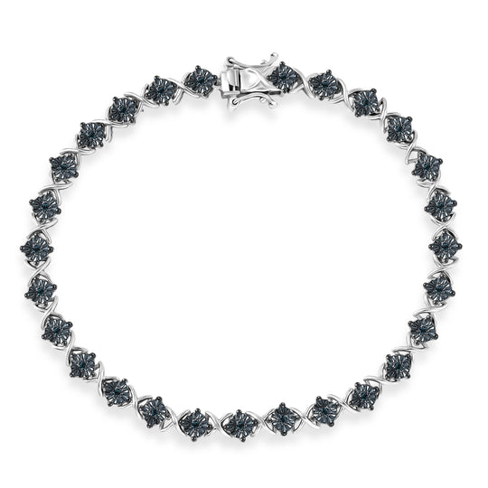 D'Joy Natürlicher Champagner Diamant Armband ca. 20 cm 925 Silber 750 Roségold Vermeil ca. 0,20 ct.
