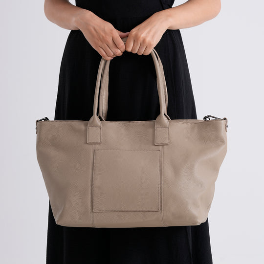 Echtleder-Schultertasche, Shopper-Design, Reißverschluss, abnehmbarer Schulterriemen, 38x17x30 cm, Blau