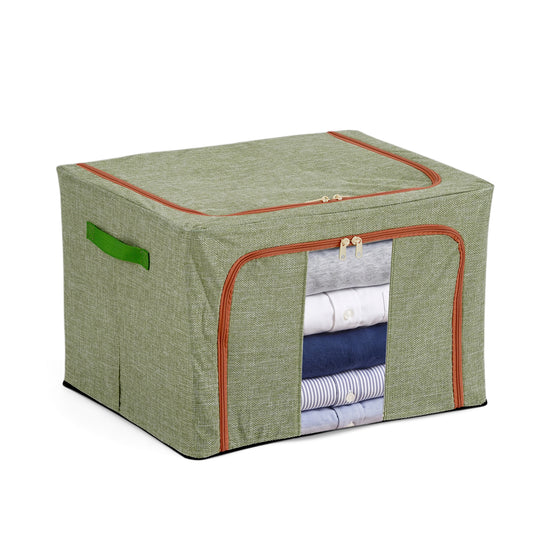 LIVMORE Kleiderschrank-Aufbewahrungsbox aus Leinen-Baumwoll-Mix, faltbar, 50 x 40 x 33 cm, Dunkelblau