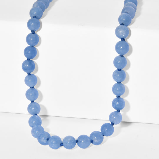 Milchiger Aquamarin Halskette ca. 50 cm Nickelfreies Messing platiniert ca. 180.00 ct