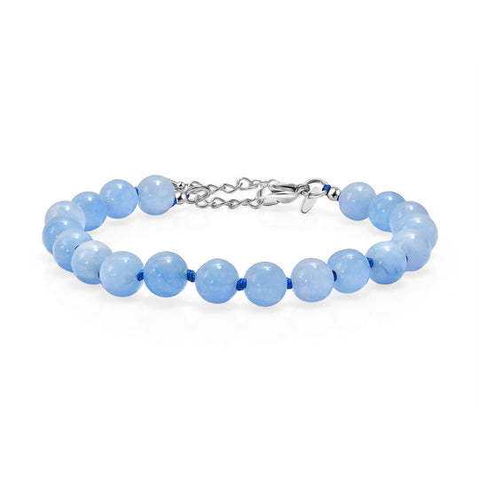 EVER TRUE Milchiger Aquamarin, Blauer Apatit Armband ca. 19 cm + 5 cm Extender, 316L Edelstahl ca. 58,00 ct.
