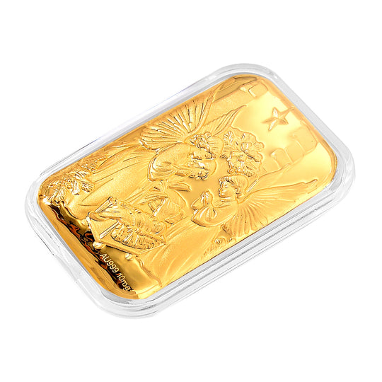 EXKLUSIVES GESCHENK - 999er Goldfolie mit Jesus, ca. 26x40 mm, ca. 10 mg