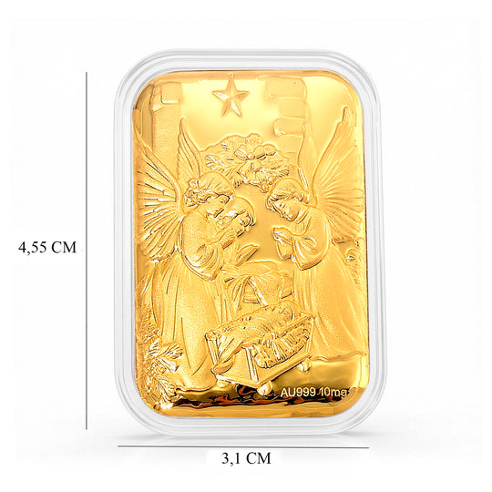 EXKLUSIVES GESCHENK - 999er Goldfolie mit Jesus, ca. 26x40 mm, ca. 10 mg