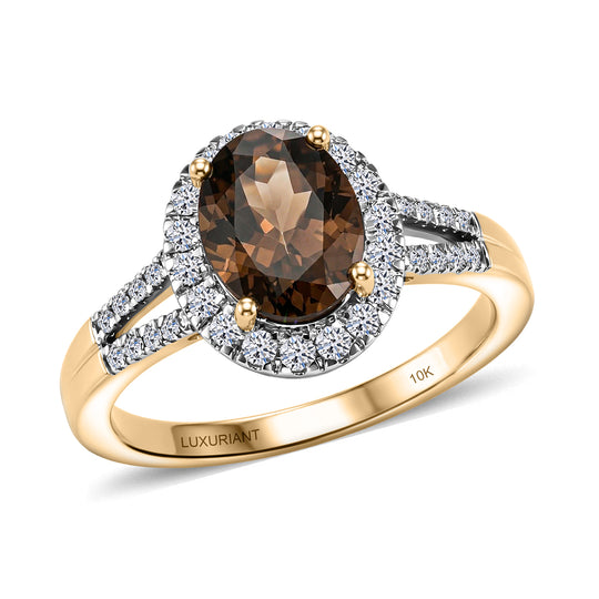 LUXURIANT (10-16 Werktage Lieferzeit) 2,68 ct. AAA Farbwechsel Granat und Labor Diamant Ring in 417 Gold