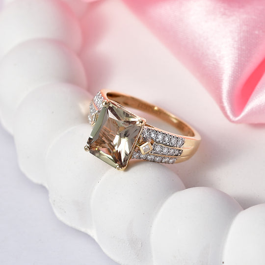 LUXORO AAA Turkizit, Weißer Diamant Ring 417 Gold (Größe 17.00) (10-16 Werktage Lieferzeit) ca. 3,86 ct
