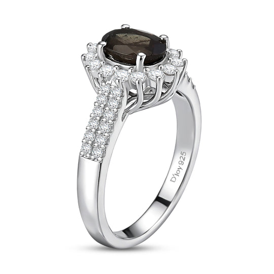 D'Joy AA Farbwechsel Granat, Moissanit Ring 925 Silber Rhodiniert (Größe 17.00) (10-16 Werktage Lieferzeit) ca. 2,12 ct