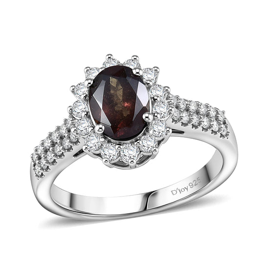 D'Joy AA Farbwechsel Granat, Moissanit Ring 925 Silber Rhodiniert (Größe 17.00) (10-16 Werktage Lieferzeit) ca. 2,12 ct