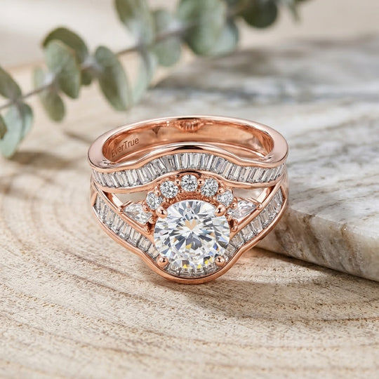 Weißer Zirkonia Ring Nickelfreies Messing rosévergoldet (Größe 17.00)