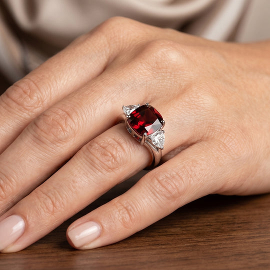Roter Zirkonia Ring Nickelfreies Messing rhodiniert (Größe 16.00) 2.10 ct