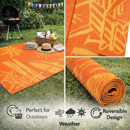 LIVMORE Outdoor-Teppich, gestreiftes Design, 440gsm, 71x147cm, Himmelblau