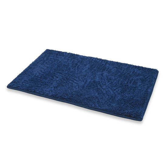 LIVMORE Wolkenweiche Baumwoll-Badematte mit Memory-Schaum und rutschhemmender Unterseite, 55x85cm, Marineblau