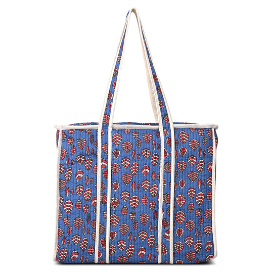 LIVMORE Stepp-Shopper mit Reißverschluss und langen Henkeln, 45 x 43 x 15 cm, Weiß