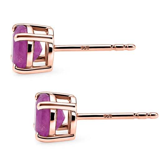 D'Joy Ilakaka Rosa Saphir (Fissure gefüllt) Ohrringe 925 Silber 750 Rosévergoldet ca. 2.49 ct