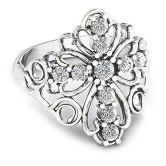 Zirkonia Ring Nickelfreies Messing, Roséfarben, (Größe 18.00)