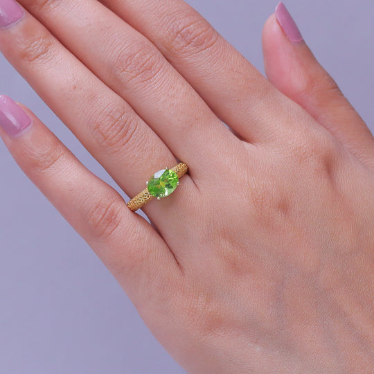 D'Joy AA Peridot Ring 925 Silber 750 Vergoldet (Größe 18.00) ca. 2,02 ct