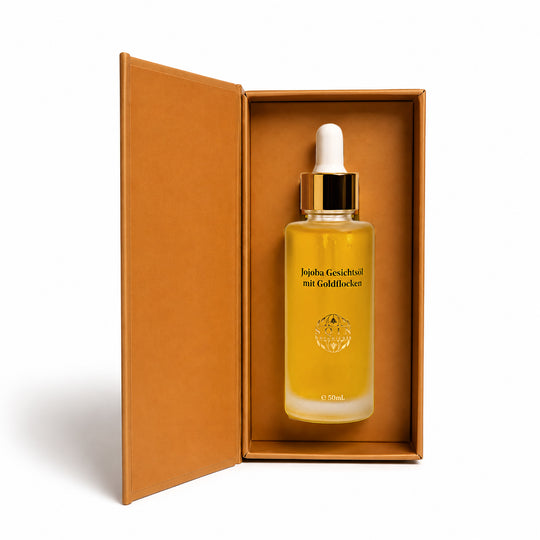 Kaltgepresstes Jojobaöl mit 24 Karat Goldflocken, 50 ml, Gesichtspflege