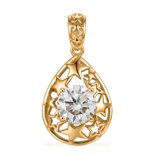D'Joy Moissanit Anhänger 925 Silber Vergoldet und platiniert ca. 1.20 ct