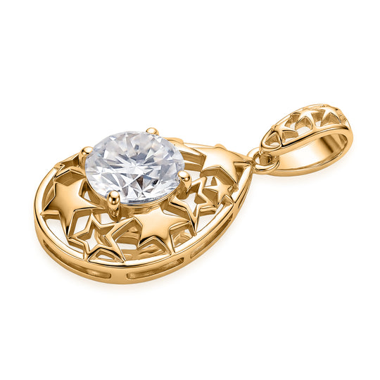 D'Joy Moissanit Anhänger 925 Silber Vergoldet und platiniert ca. 1.20 ct