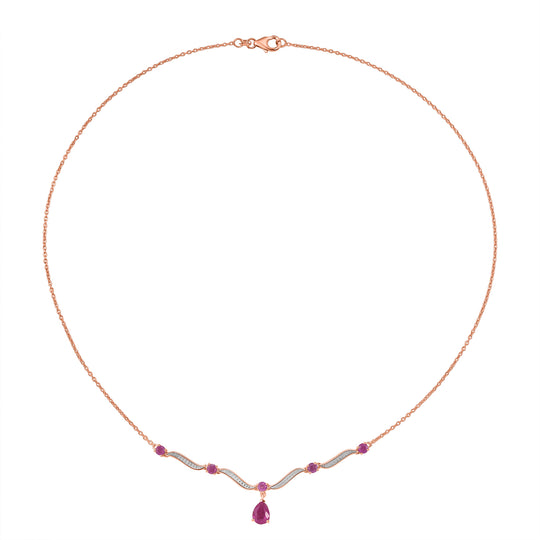 D'Joy Ilakaka Rosa Saphir (Fissure gefüllt) Halskette ca. 50 cm 925 Silber 750 Roségold vermeil ca. 3,20 ct.